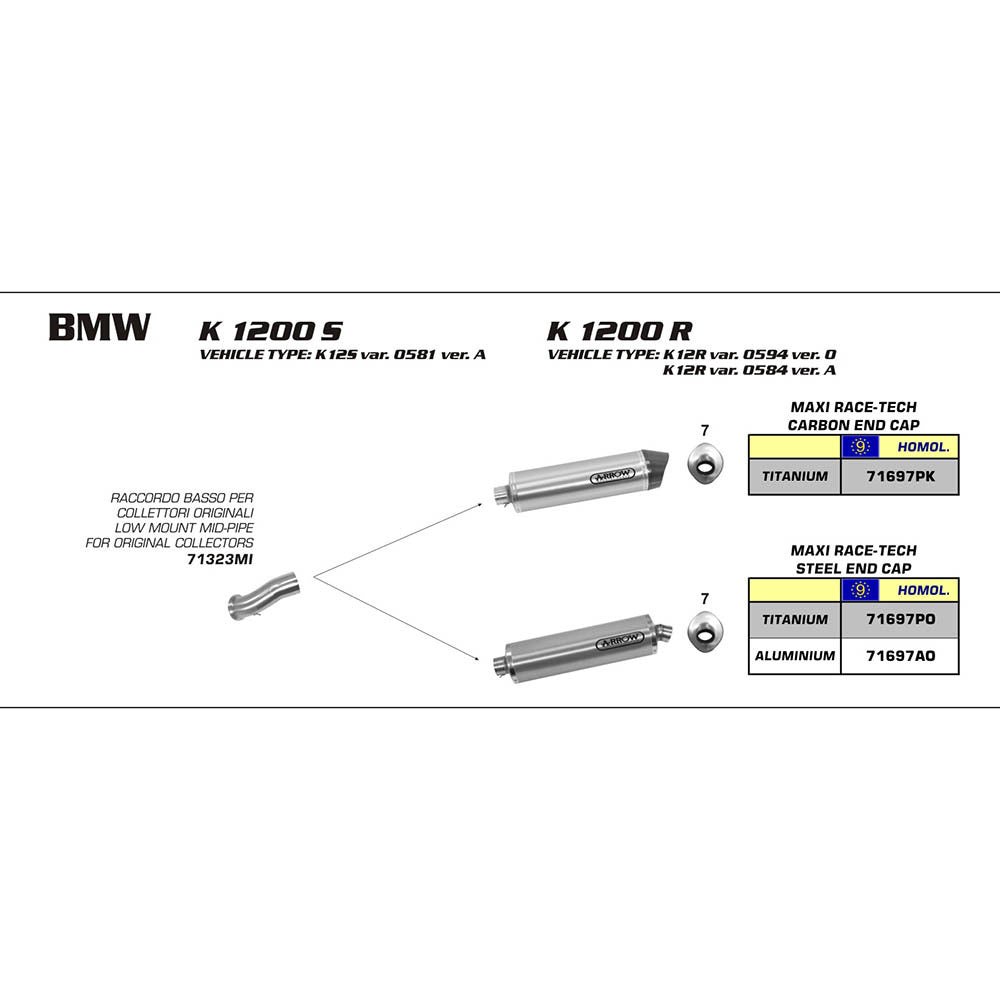ARROW Silencer MAXI RACE-TECH Titanium with Carbon End Cap  - 82-716-97PK