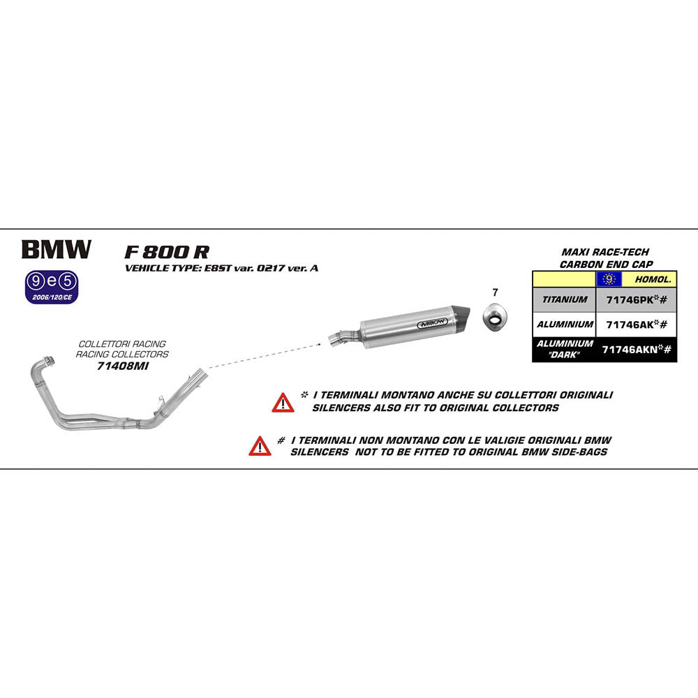 ARROW Silencer MAXI RACE-TECH Aluminium Silver with Carbon End Cap  - 82-717-46AK