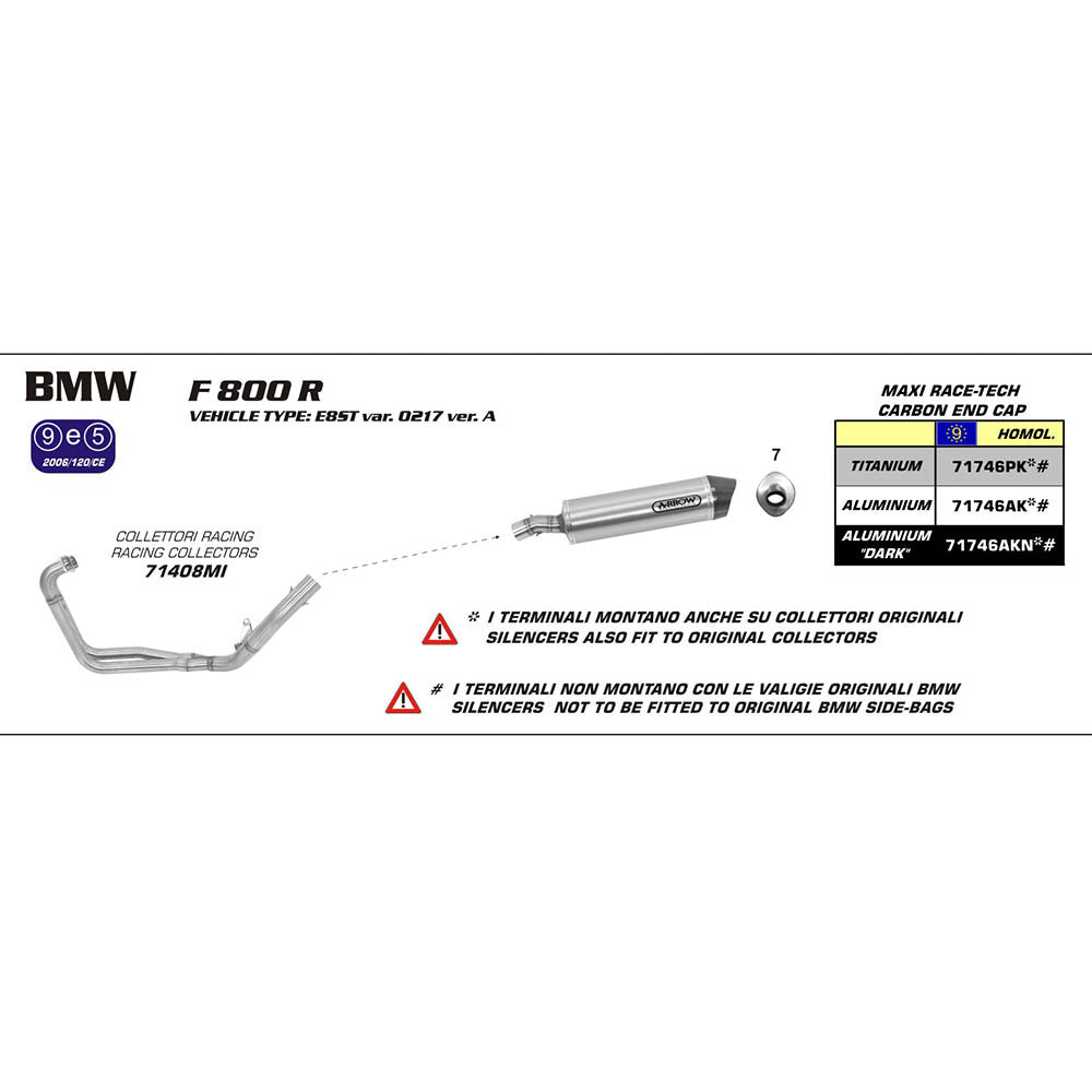 ARROW Silencer MAXI RACE-TECH Aluminium Black with Carbon End Cap