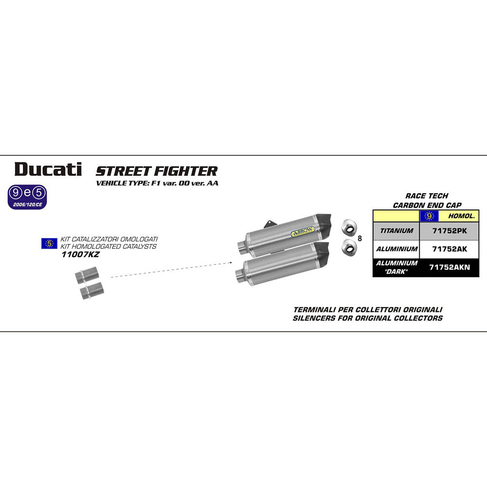 ARROW Silencer Set RACE-TECH Titanium with Carbon End Cap - 82-717-52PK