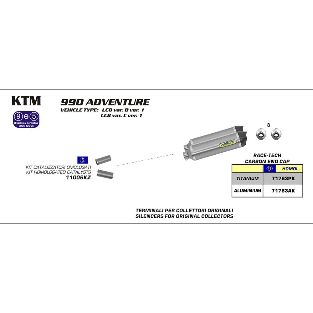 ARROW Silencer Set RACE-TECH Titanium with Carbon End Cap - 82-717-63PK