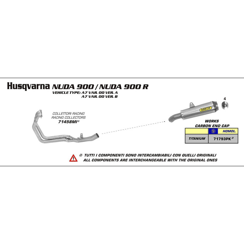 ARROW Silencer - 71793PKWORKS Titanium with Carbon End Cap