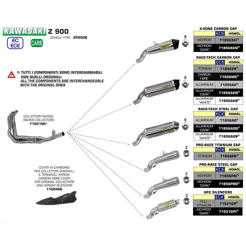 ARROW Silencer Race-TECH Aluminium Silver with Carbon End Cap  - 82-718-56AK