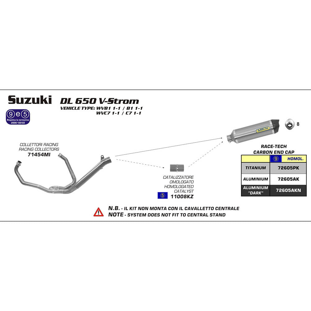 ARROW Silencer - RACE-TECH Aluminium Dark with Carbon End Cap  - 82-726-05AKN