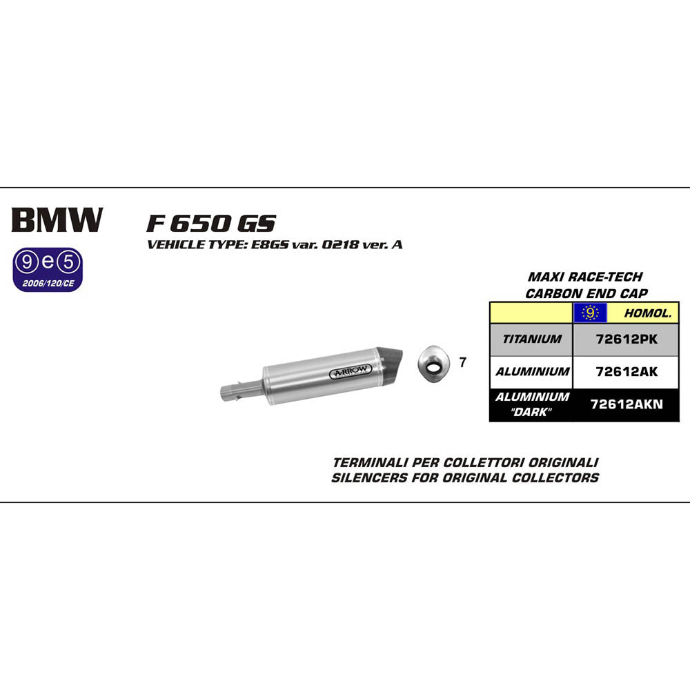 ARROW Silencer - MAXI RACE-TECH Titanium with Carbon End Cap  - 82-726-12PK