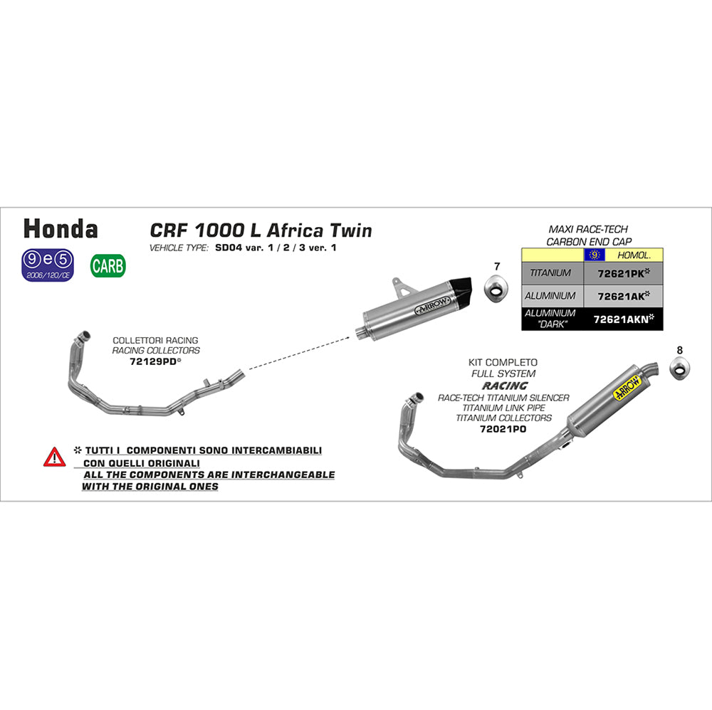 ARROW Silencer - MAXI RACE-TECH Aluminium with Carbon End Cap  - 82-726-21AK