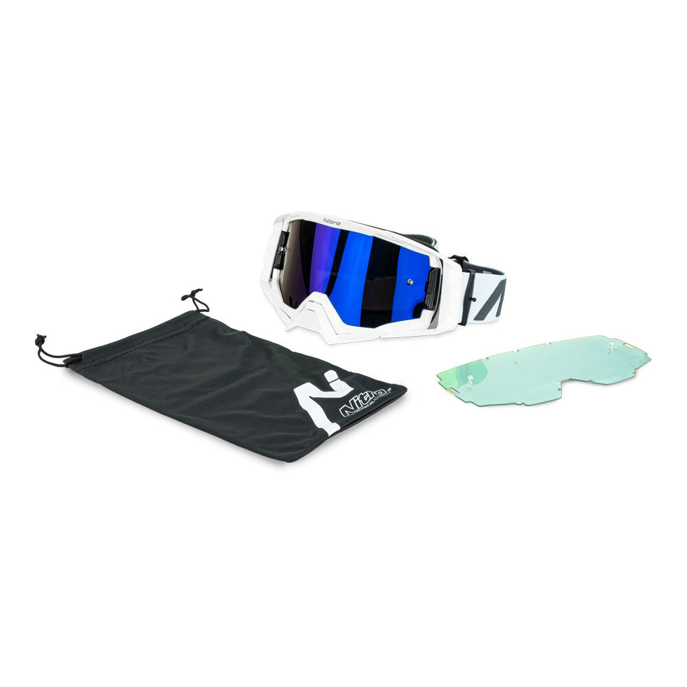 NITRO NV-150 MX GOGGLE WHITE FRAME BLUE LENS