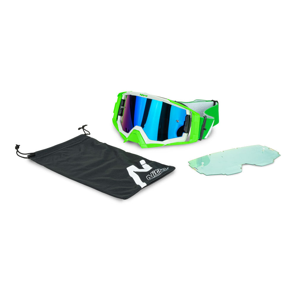 NITRO NV-150 MX GOGGLE WHITE/GREEN FRAME GREEN LENS