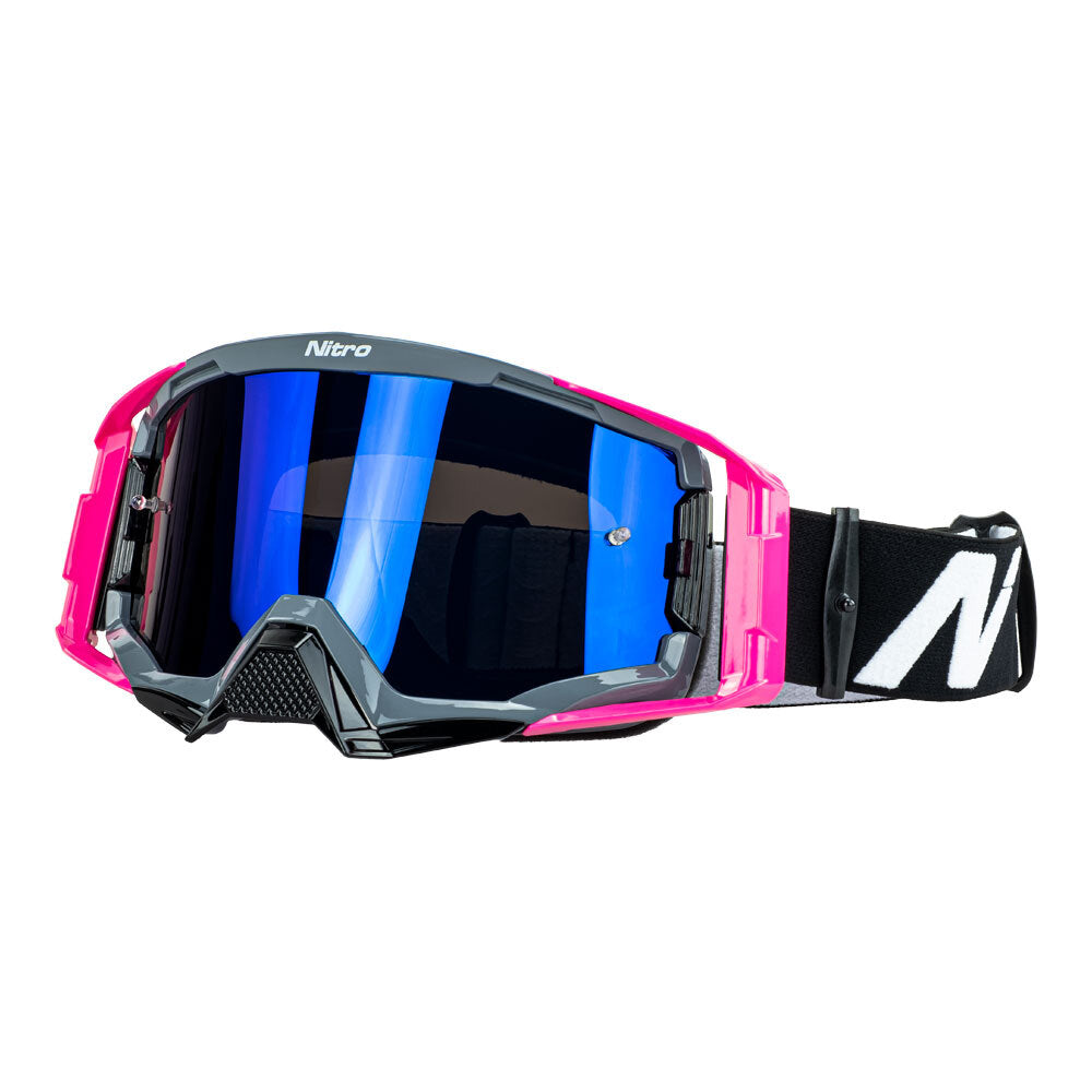 NITRO NV-150 MX GOGGLE GREY/PINK FRAME BLUE LENS