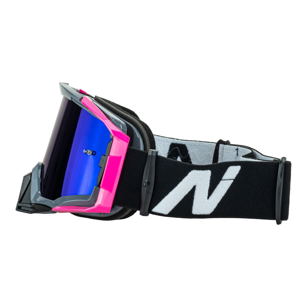 NITRO NV-150 MX GOGGLE GREY/PINK FRAME BLUE LENS