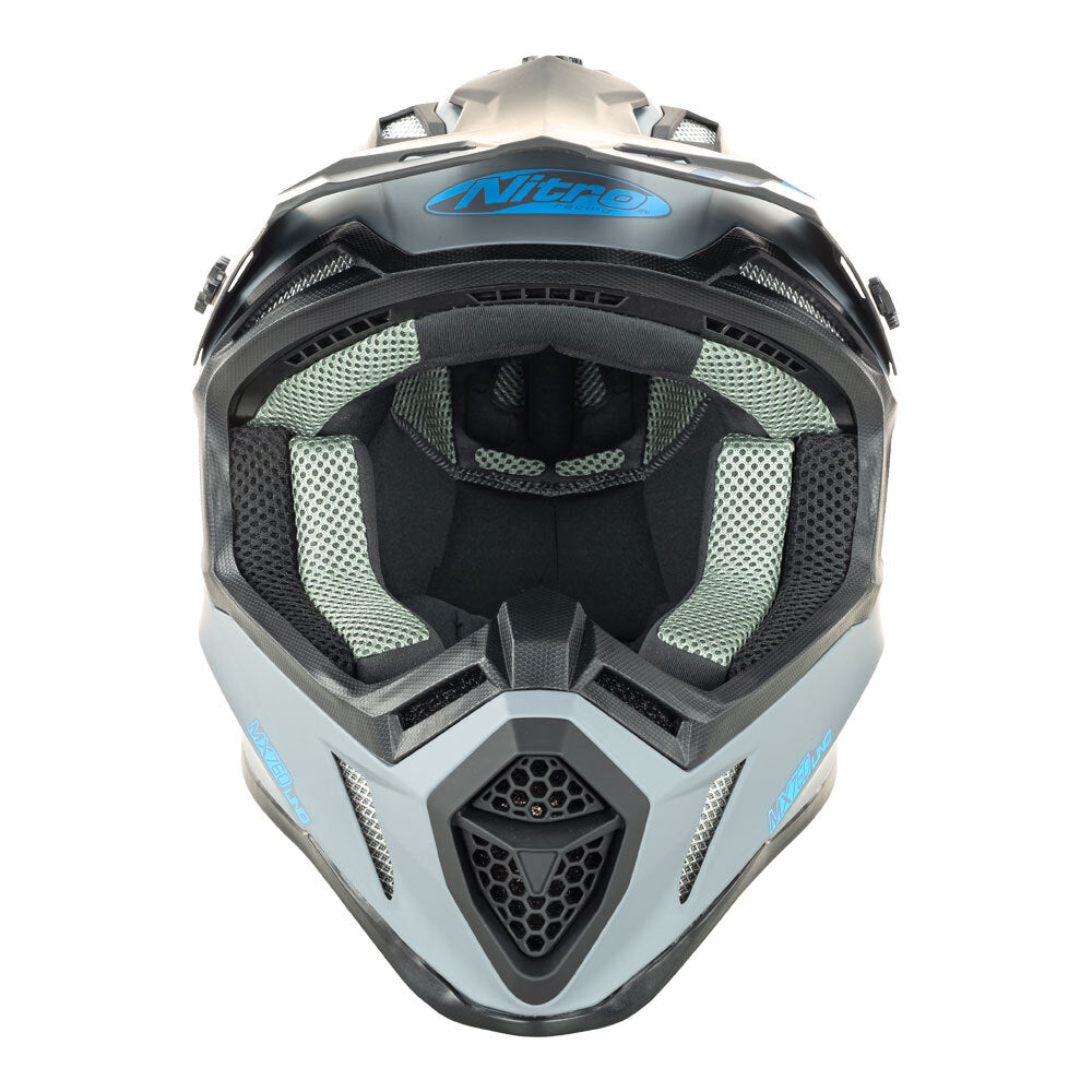 NITRO MX760 SATIN GUNMETAL/BLUE LOGO S